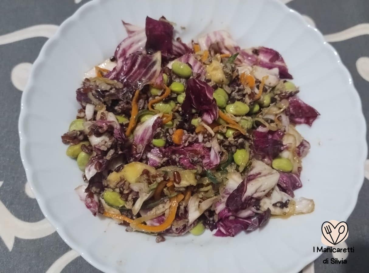 insalata di riso venere con verdure